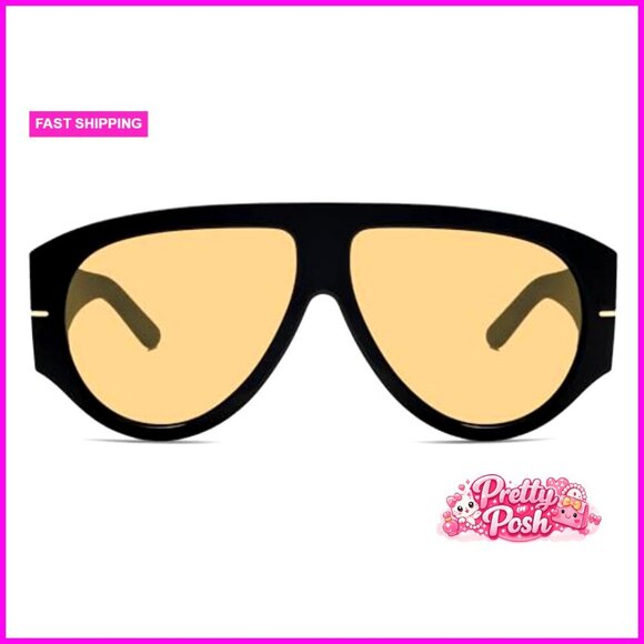 Oversized Retro Aviator Sunglasses with UV Protection main image 7